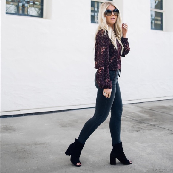 Matisse Gordy Peep Toe Black Genuine Suede Booties - Picture 13 of 13